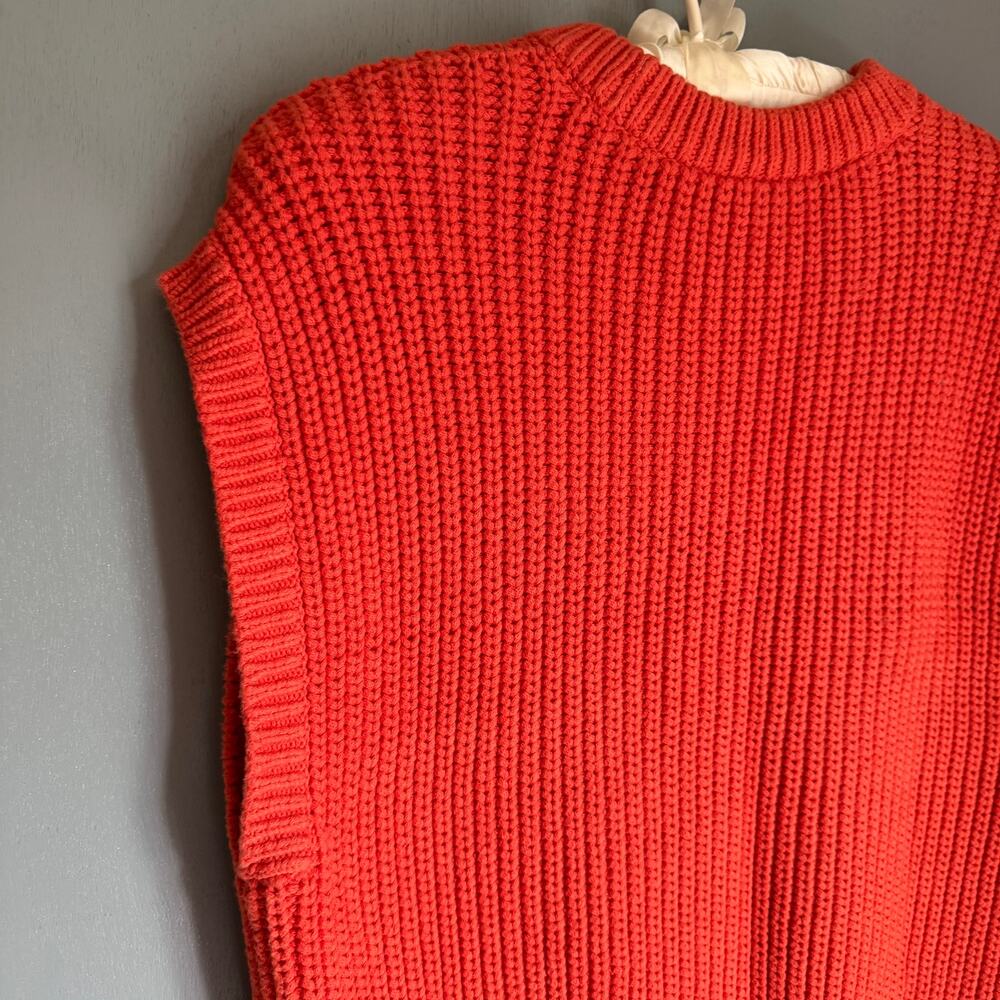 MADEWELL Women's Small Vibrant Orange Knit Sleeveless Sweater Vest Colorful Boho - Picture 5 of 8